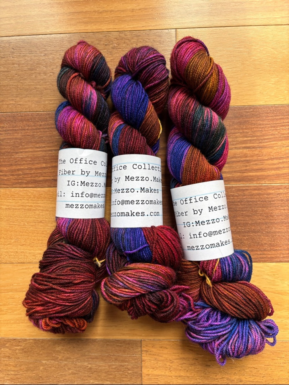Indie Dyed Yarn Mezzo Makes Variegated Set of 3 Skeins, DK wool, Destash